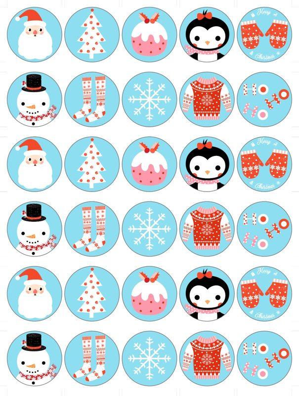 30x Christmas Edible Wafer/Icing Cupcake Toppers 🎄
