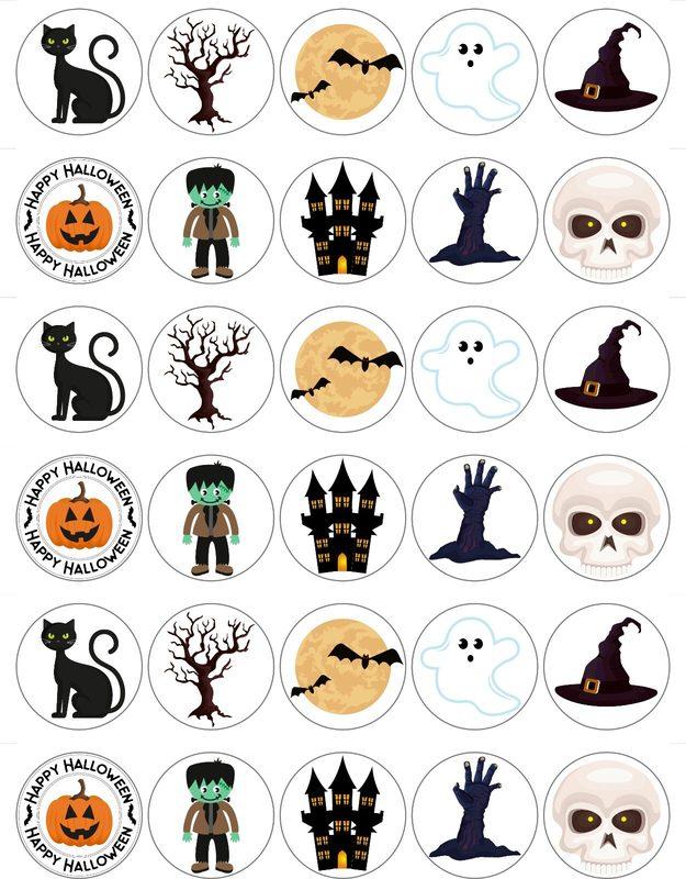 30x Halloween Edible Wafer PRE-CUT Cupcake Toppers Mix🎃